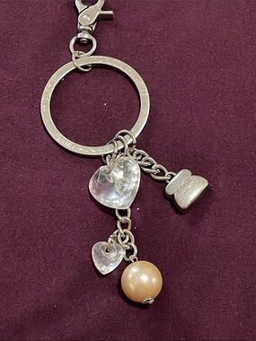 Silver Heart & Pearl Charm Purse Charm/ Keyring